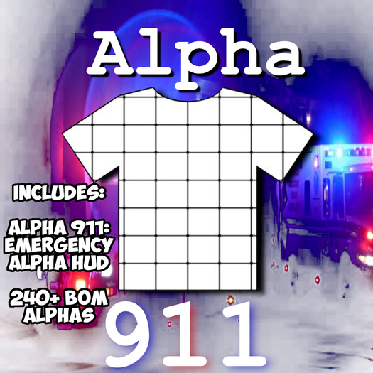 Second Life Marketplace Alpha 911 RLV Alpha HUD & 240+ BOM Alphas
